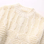 Beige Knitted Sweater Woman Winter  Cropped Sweaters For Women O-Neck Pullovers Woman Jumper Autumn Short Sweaters