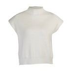 Orange Solid Fashion Women Turtleneck Knitted Sweaters Sleeveless Women Autumn Winter O-Neck Black White Warm Pullovers