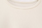 Women Knitted Beige Sweaters Rhinestones Tassels Hem Slim Pullovers Long Sleeve Female Crop Top