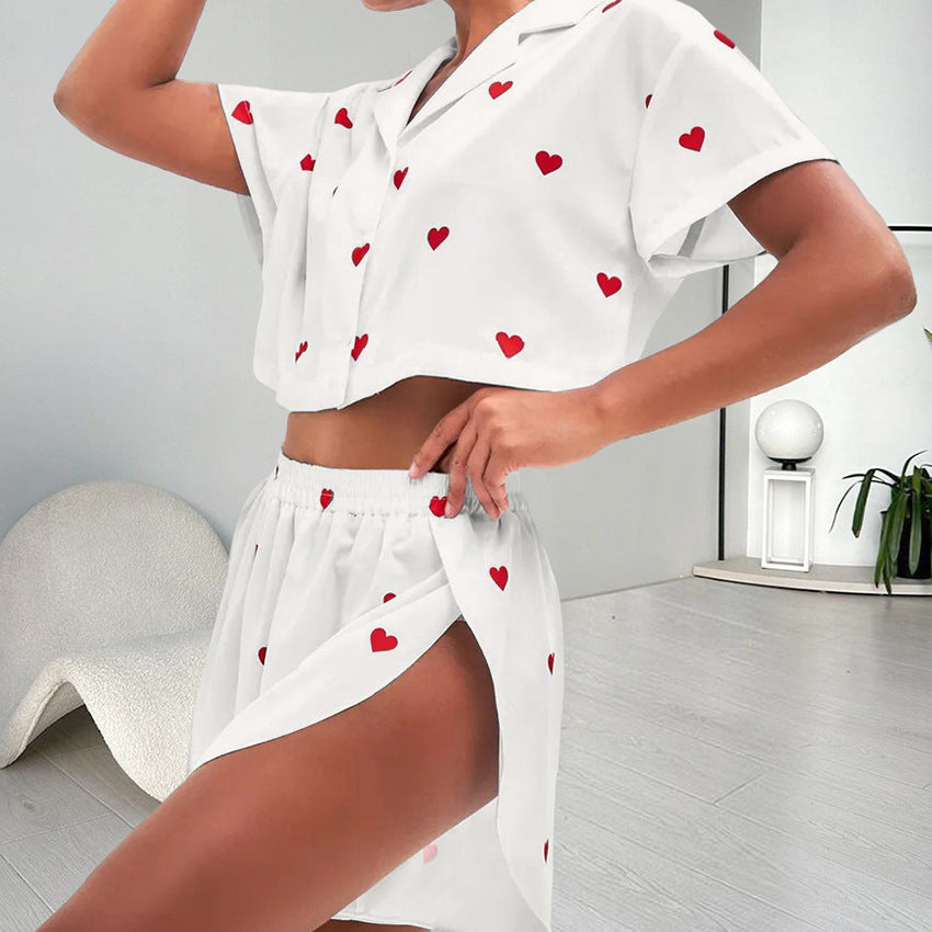 Love printed pajamas two-piece set for women