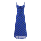 Plaid Strapless Dress Long Dress