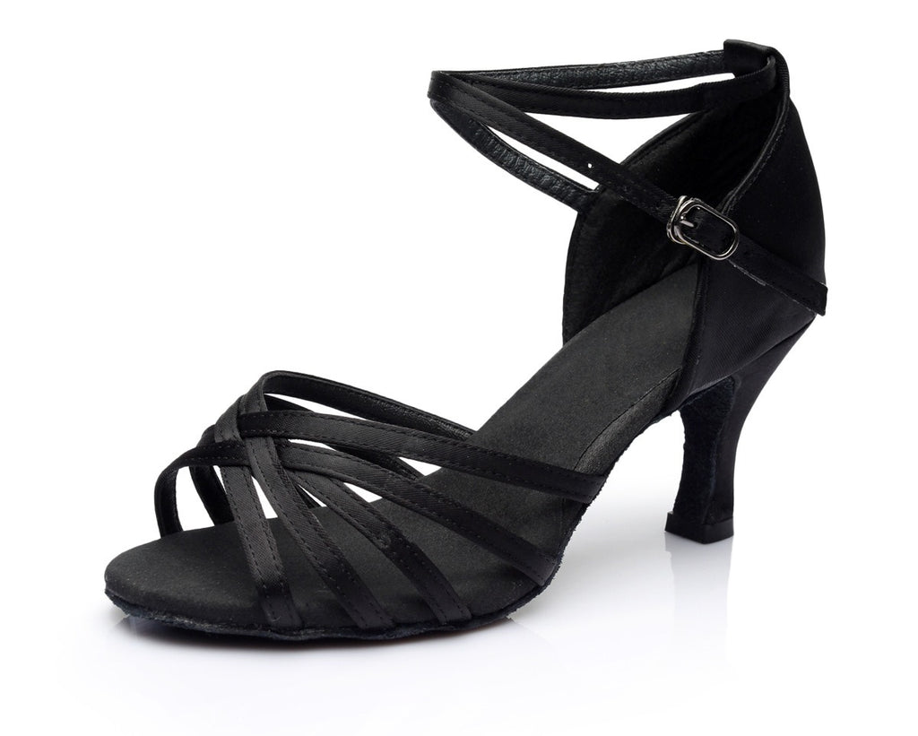 Latin dance shoes for adult women with medium to high heels Latin dance indoor training shoes satin gymnastics shoes