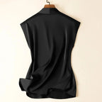 Acetate V-Neck Loose Solid Casual Korean Fashion Women's Blouse Shirt Sleeveless Pullover Blouses Tops Summer Spring