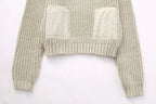 Contrast Cropped Sweaters for Women  Pullovers Knitted Sweater Woman Long Sleeve Ribbed Women's Sweater Autumn Jerseys
