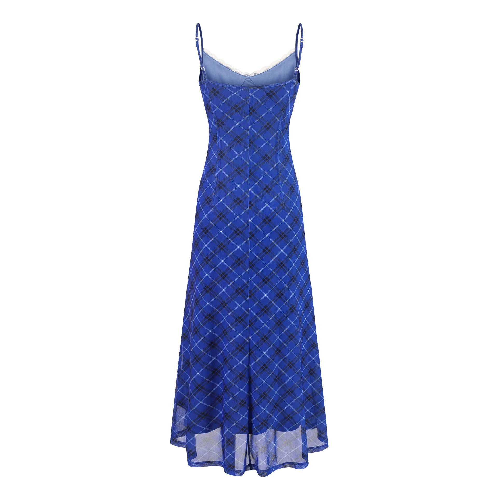 Plaid Strapless Dress Long Dress