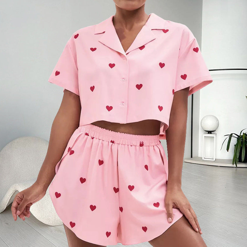 Love printed pajamas two-piece set for women