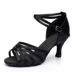 Latin dance shoes for adult women with medium to high heels Latin dance indoor training shoes satin gymnastics shoes