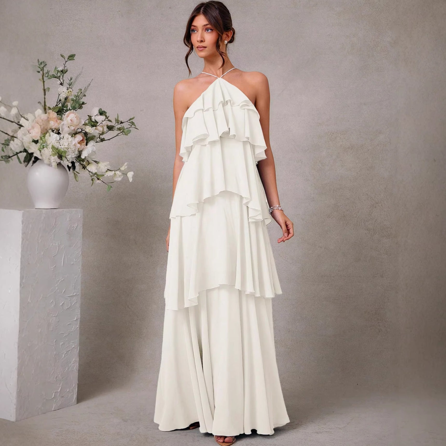 Elegant Sleeveless Long Dress Formal Dress Fashion Autumn Dress