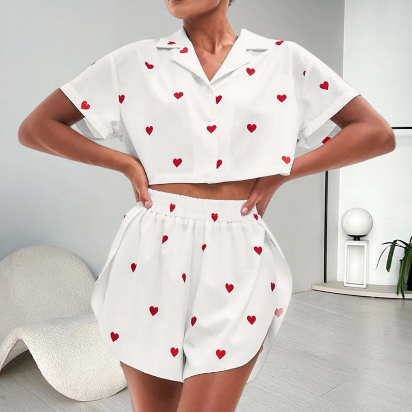 Love printed pajamas two-piece set for women