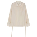 Square Collar Long Sleeve Blouses Straight Solid Casual Single Breasted Shirt