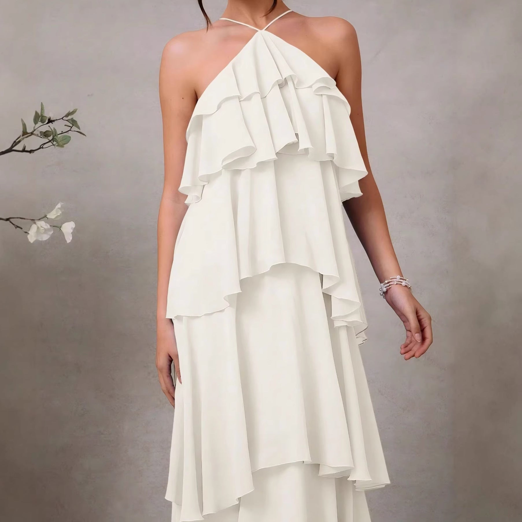 Elegant Sleeveless Long Dress Formal Dress Fashion Autumn Dress