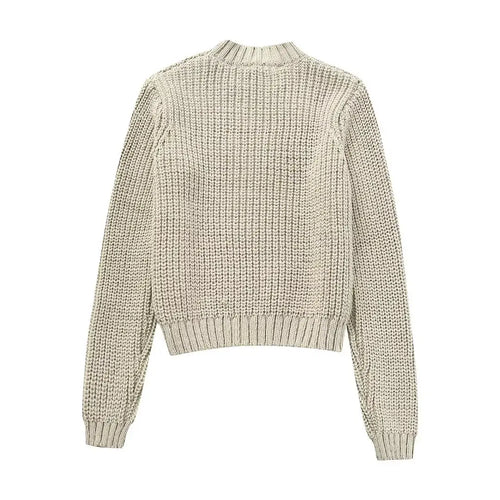 Contrast Cropped Sweaters for Women  Pullovers Knitted Sweater Woman Long Sleeve Ribbed Women's Sweater Autumn Jerseys