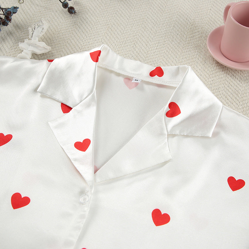 Love printed pajamas two-piece set for women