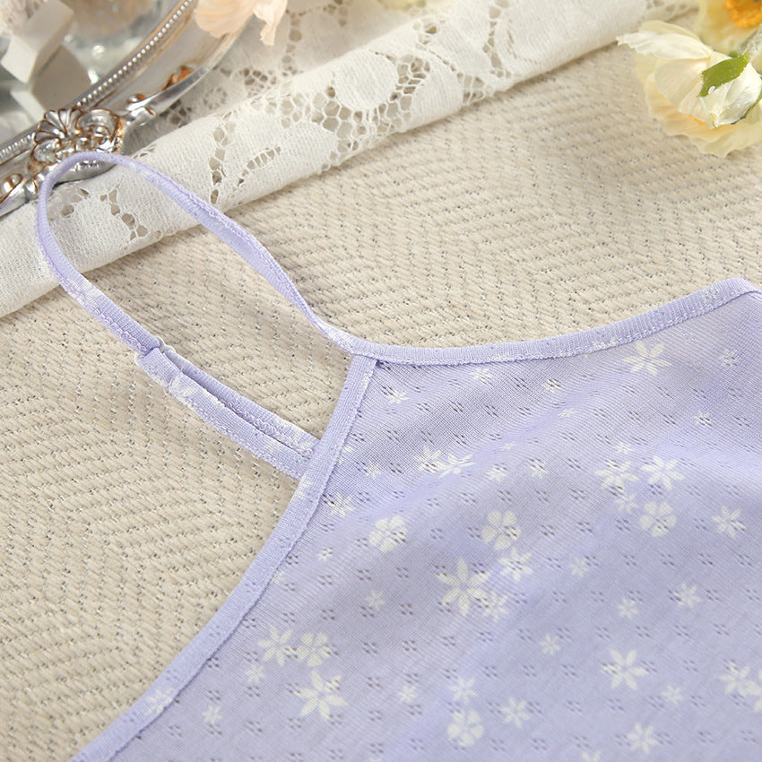 Strap shorts for women hollowed out printed pajamas for women