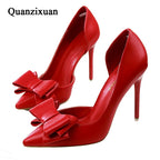 Fashion delicate sweet bowknot high heel shoes side hollow pointed Stiletto Heels Shoes women pumps