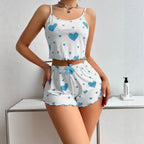 Two piece set of women's love pajamas