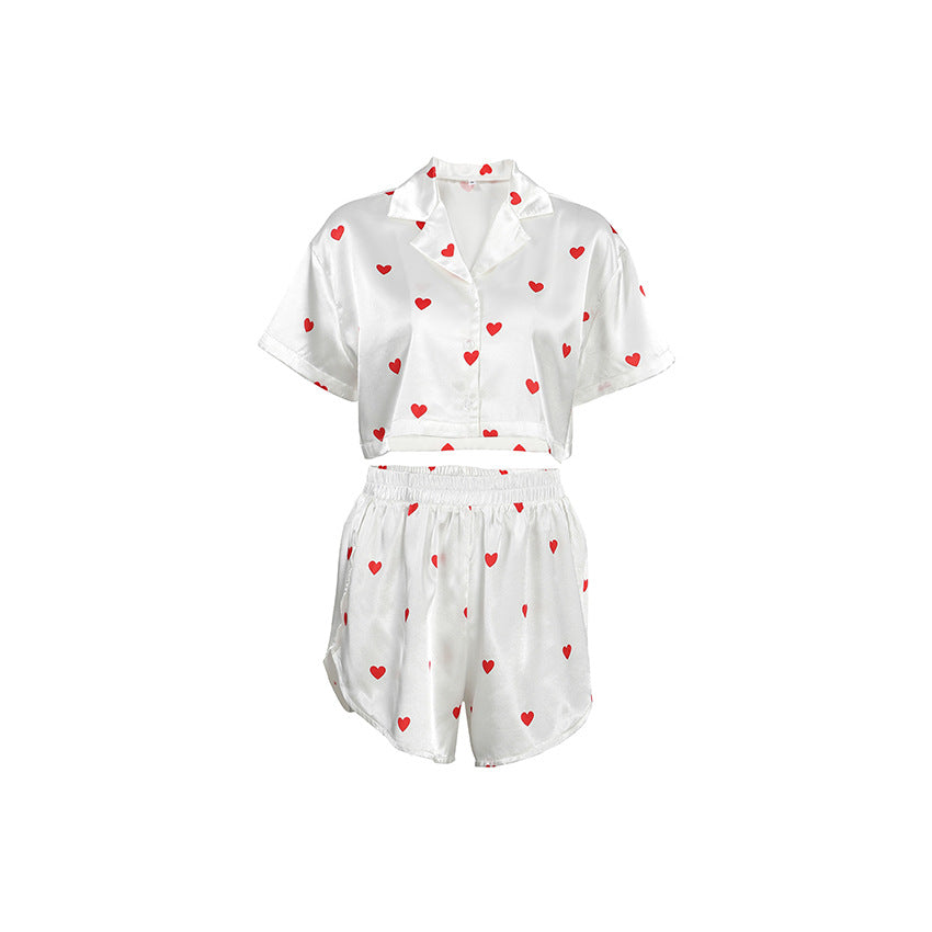 Love printed pajamas two-piece set for women