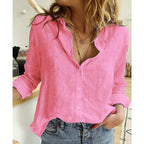 Cotton Linen Leisure Shirts Button Lapel Cardigan Top Lady Loose Long Sleeve Oversized Shirt Womens Blouses spring Blusas Mujer