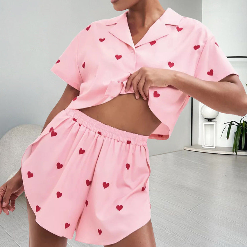 Love printed pajamas two-piece set for women